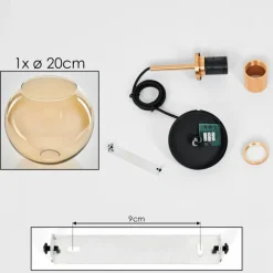 hofstein Suspension Verre 20 cm Koyoto Or, Noir, 1 lumière