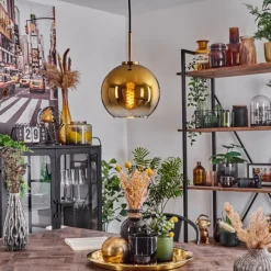 hofstein Suspension Verre 20 cm Koyoto Or, Noir, 1 lumière