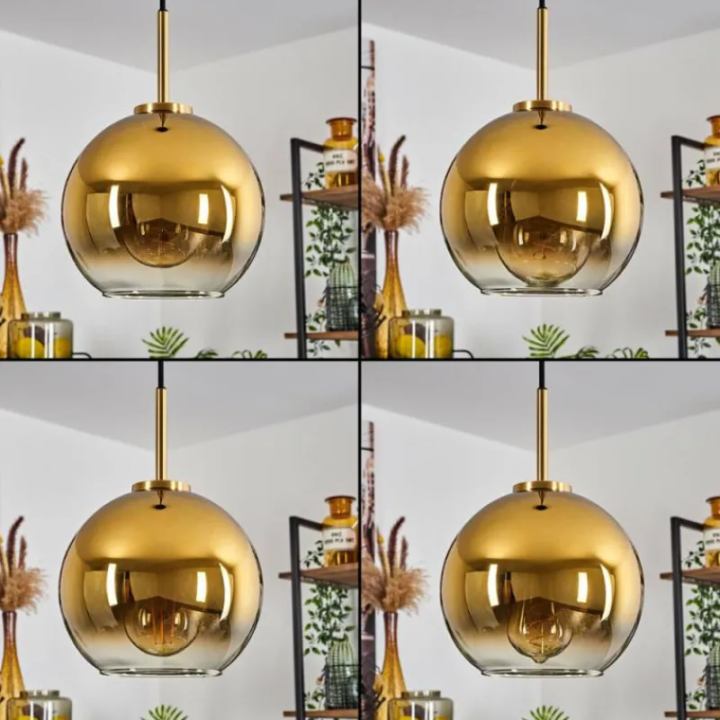 hofstein Suspension Verre 20 cm Koyoto Or, Noir, 1 lumière