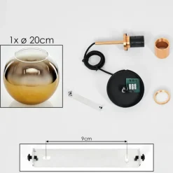 hofstein Suspension Verre 20 cm Koyoto Or, Noir, 1 lumière