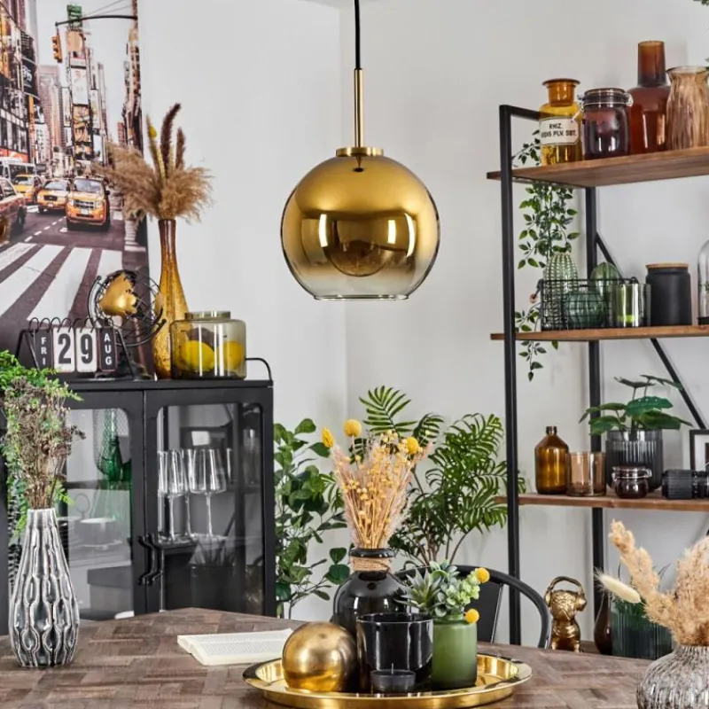 hofstein Suspension Verre 20 cm Koyoto Or, Noir, 1 lumière