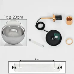 Lampes Dorées-hofstein Suspension Verre 20 cm Koyoto Or, Noir, 1 lumière