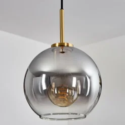 Lampes Dorées-hofstein Suspension Verre 20 cm Koyoto Or, Noir, 1 lumière