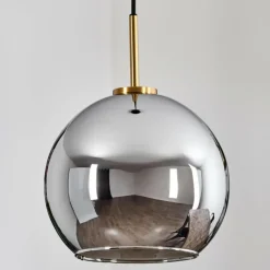 Lampes Dorées-hofstein Suspension Verre 25 cm Koyoto Or, Noir, 1 lumière