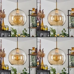 hofstein Suspension Verre 25 cm Koyoto Or, Noir, 1 lumière