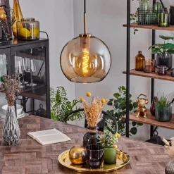 hofstein Suspension Verre 25 cm Koyoto Or, Noir, 1 lumière