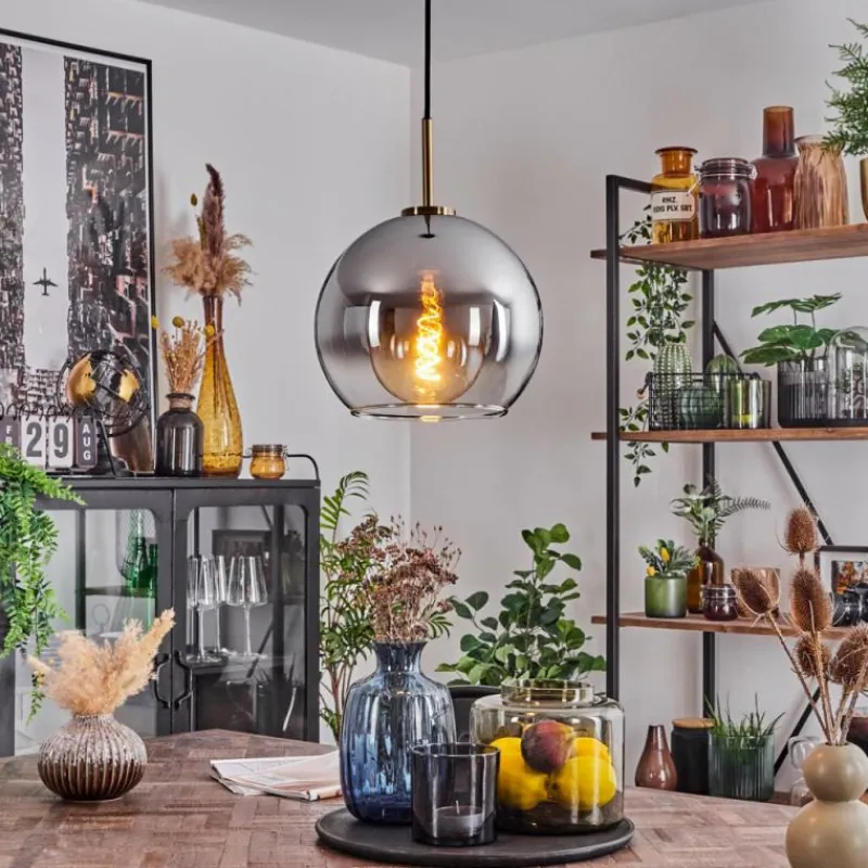 Suspension Verre Fumé-hofstein Suspension Verre 25 cm Koyoto Vieux laiton, 1 lumière