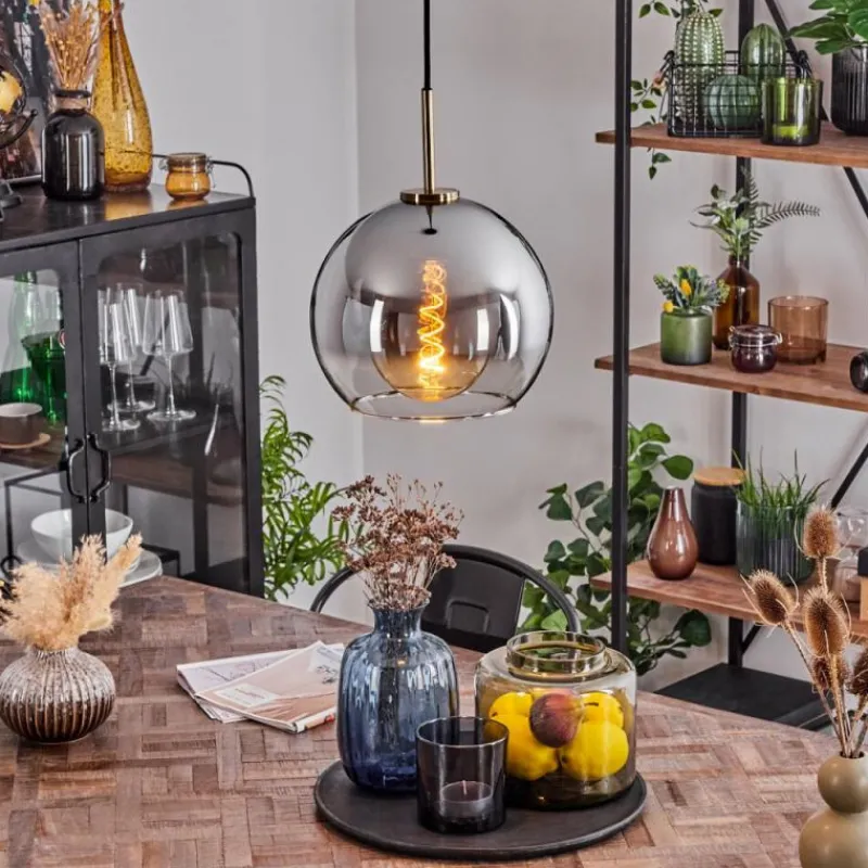 Suspension Verre Fumé-hofstein Suspension Verre 25 cm Koyoto Vieux laiton, 1 lumière