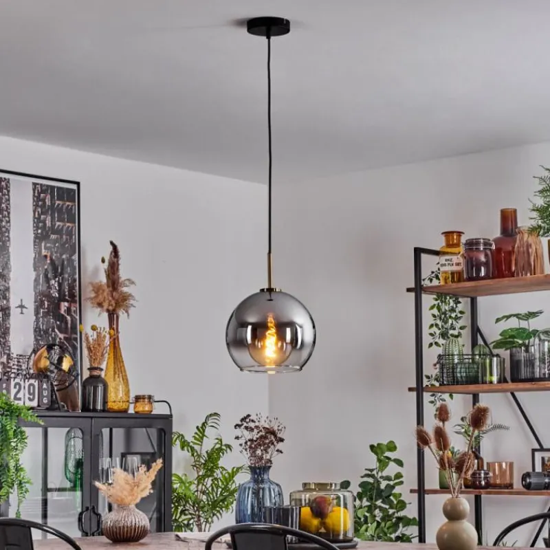 Suspension Verre Fumé-hofstein Suspension Verre 25 cm Koyoto Vieux laiton, 1 lumière