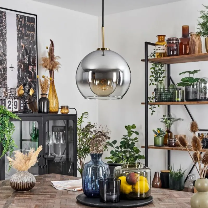 Suspension Verre Fumé-hofstein Suspension Verre 25 cm Koyoto Vieux laiton, 1 lumière