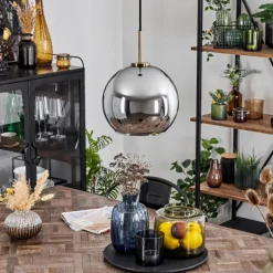 Suspension Verre Fumé-hofstein Suspension Verre 25 cm Koyoto Vieux laiton, 1 lumière