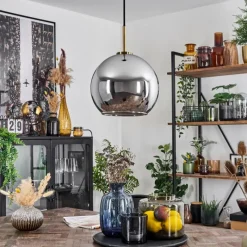 Suspension Verre Fumé-hofstein Suspension Verre 25 cm Koyoto Vieux laiton, 1 lumière