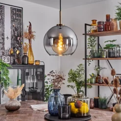 Suspension Verre Fumé-hofstein Suspension Verre 25 cm Koyoto Vieux laiton, 1 lumière