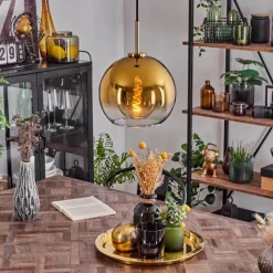 hofstein Suspension Verre 25 cm Koyoto Or, Noir, 1 lumière