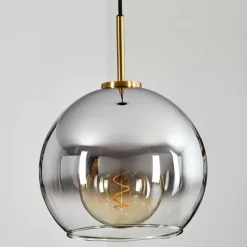 Lampes Dorées-hofstein Suspension Verre 25 cm Koyoto Or, Noir, 1 lumière