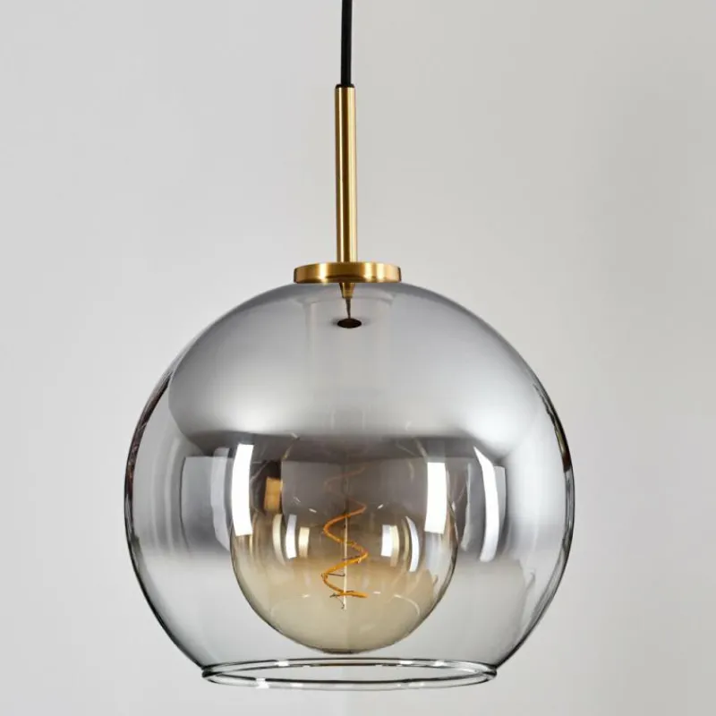 Lampes Dorées-hofstein Suspension Verre 25 cm Koyoto Or, Noir, 1 lumière