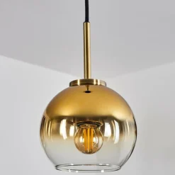 hofstein Suspension Verre 15 cm Koyoto Vieux laiton, 1 lumière