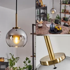 Suspension Verre Fumé-hofstein Suspension Verre 15 cm Koyoto Vieux laiton, 1 lumière