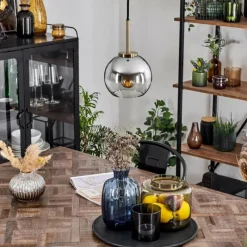 Suspension Verre Fumé-hofstein Suspension Verre 15 cm Koyoto Vieux laiton, 1 lumière