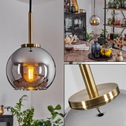 Suspension Verre Fumé-hofstein Suspension Verre 15 cm Koyoto Vieux laiton, 1 lumière