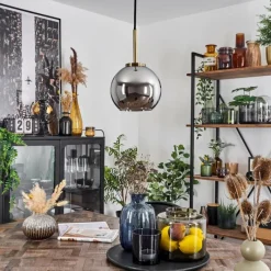 Suspension Verre Fumé-hofstein Suspension Verre 15 cm Koyoto Vieux laiton, 1 lumière