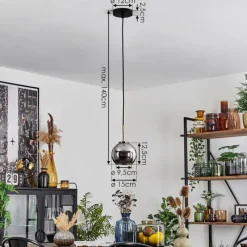 Suspension Verre Fumé-hofstein Suspension Verre 15 cm Koyoto Vieux laiton, 1 lumière