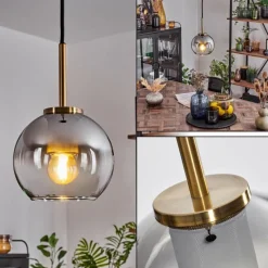 Suspension Verre Fumé-hofstein Suspension Verre 15 cm Koyoto Vieux laiton, 1 lumière