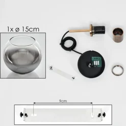 Suspension Verre Fumé-hofstein Suspension Verre 15 cm Koyoto Vieux laiton, 1 lumière