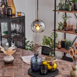 Suspension Verre Fumé-hofstein Suspension Verre 15 cm Koyoto Vieux laiton, 1 lumière