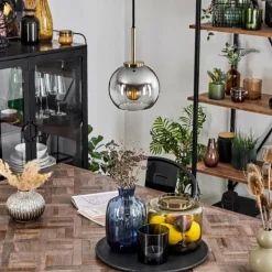 Suspension Verre Fumé-hofstein Suspension Verre 15 cm Koyoto Vieux laiton, 1 lumière