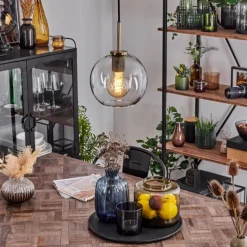 hofstein Suspension Verre 20 cm Koyoto Vieux laiton, 1 lumière