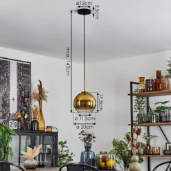 hofstein Suspension Verre 20 cm Koyoto Vieux laiton, 1 lumière