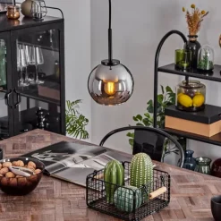 hofstein Suspension Verre 15 cm Koyoto Acier inoxydable, Noir, 1 lumière