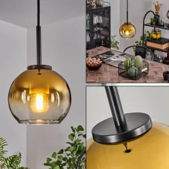 hofstein Suspension Verre 15 cm Koyoto Acier inoxydable, Noir, 1 lumière