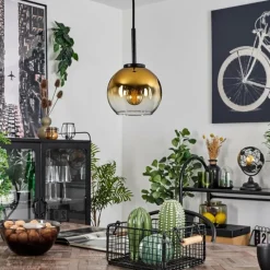 hofstein Suspension Verre 15 cm Koyoto Acier inoxydable, Noir, 1 lumière