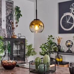 hofstein Suspension Verre 15 cm Koyoto Acier inoxydable, Noir, 1 lumière