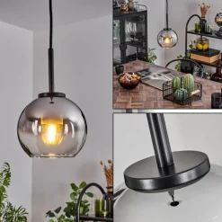 hofstein Suspension Verre 15 cm Koyoto Acier inoxydable, Noir, 1 lumière