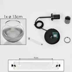 hofstein Suspension Verre 15 cm Koyoto Acier inoxydable, Noir, 1 lumière