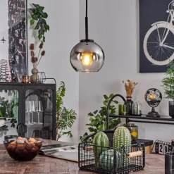 hofstein Suspension Verre 15 cm Koyoto Acier inoxydable, Noir, 1 lumière