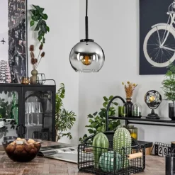 hofstein Suspension Verre 15 cm Koyoto Acier inoxydable, Noir, 1 lumière