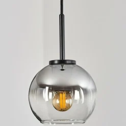 Suspension Verre Fumé-hofstein Suspension Verre 15 cm Koyoto Acier inoxydable, Noir, 1 lumière