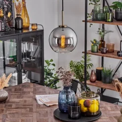 hofstein Suspension Verre 20 cm Koyoto Vieux laiton, 1 lumière