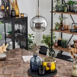 hofstein Suspension Verre 20 cm Koyoto Vieux laiton, 1 lumière