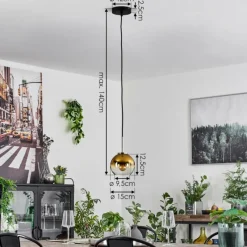 hofstein Suspension Verre 15 cm Koyoto Noir, Argenté, 1 lumière