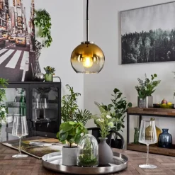 hofstein Suspension Verre 15 cm Koyoto Noir, Argenté, 1 lumière