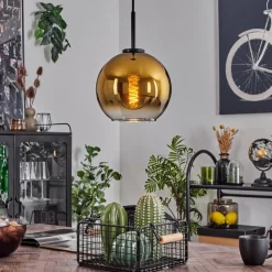 hofstein Suspension Verre 20 cm Koyoto Acier inoxydable, Noir, 1 lumière