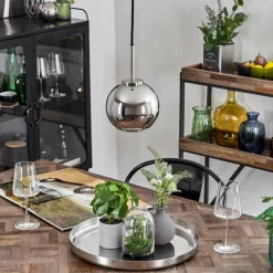 Suspension Verre Fumé-hofstein Suspension Verre 15 cm Koyoto Noir, Argenté, 1 lumière