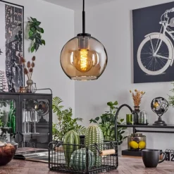 hofstein Suspension Verre 20 cm Koyoto Acier inoxydable, Noir, 1 lumière