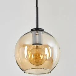 hofstein Suspension Verre 20 cm Koyoto Acier inoxydable, Noir, 1 lumière