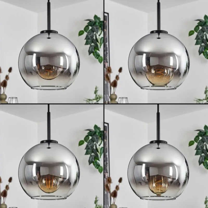 Suspension Verre Fumé-hofstein Suspension Verre 20 cm Koyoto Acier inoxydable, Noir, 1 lumière